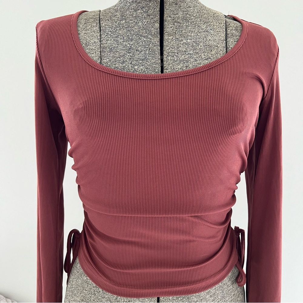 Cropped Ruched Sides with Ties Long Sleeve
